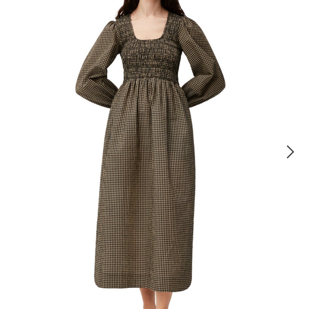 Ganni seersucker maxi dress